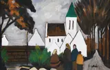 Markey Robinson, Off to Mass, Oil on Board
