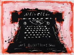 Neil Shawcross, Black Typewriter, Acrylic on Paper