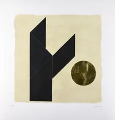Patrick Scott, Tangram II, Carborundum print with Gold Leaf Edition 58 of 75