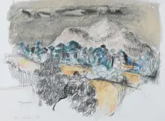 Brian Bourke, Landscape Bavaria, Gouache and Charcoal