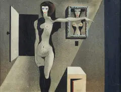 Colin Middleton, Female Figure and Portrait, Oil on Canvas