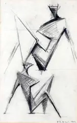 F. E. McWilliam, Drawing For Sculpture, Ink and Charcoal