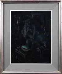 George Campbell, Woman Seated, Oil on Board
