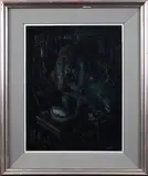 George Campbell, Woman Seated, Oil on Board