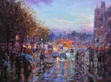 Gerry Glynn, Evening Rush, West Moreland Street, Oil on Panel