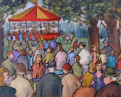 Gladys Maccabe, Merry-Go Round, Oil on Board