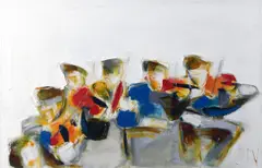 J B Vallely, Five Fiddles, Oil on Canvas