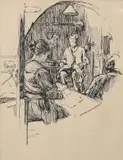 Mainie Jellet, The Artist at Work, Pen and Ink