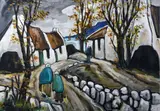 Markey Robinson, Autumn Walk, Gouache on Board