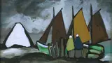 Markey Robinson, Shawlies with Boats, Gouache