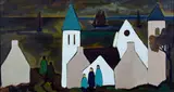 Markey Robinson, Shore Village, Oil on Board