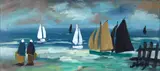 Markey Robinson, Shawlies by the Shore, Gouache