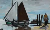 Markey Robinson, Waiting by the Shore, Gouache on Board