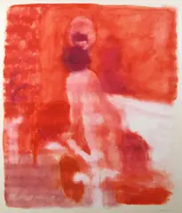 Neil Shawcross, Red Nude, Watercolour
