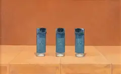 Raphael Hynes, Three Inhalers, Oil on Board