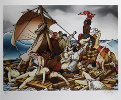 Robert Ballagh, Raft of the Medusa After Gericault, Silkscreen, Edition 8 of 25