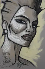 Terry Bradley, Woman Paris Spring, Charcoal on Paper
