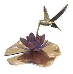 Valentin Bostan, Hummingbird at the Water Lily, Bronze on Marble Base 20 x 25 x 22 cm