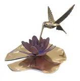 Valentin Bostan, Hummingbird at the Water Lily, Bronze on Marble Base 20 x 25 x 22 cm