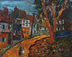 Barrington Tabb, A French Street Scene, Oil on Board