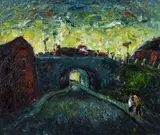 Barrington Tabb, Railway Bridge, Oil on Board