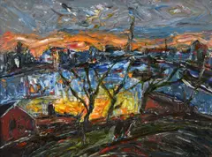 Barrington Tabb, Evening Totterdown, Bristol, Oil on Board
