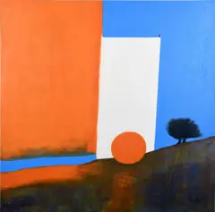 David Wilson, Landscape In Orange and Blue, Oil on Canvas