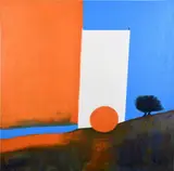 David Wilson, Landscape In Orange and Blue, Oil on Canvas