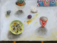 Gill Gathercole, Quail Eggs & Sea Urchin, Oil on Canvas