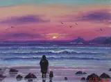 James Downie, Watching the sun set, Oil on Canvas