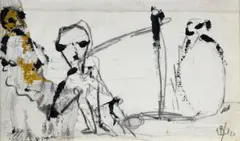 Figures in a Landscape by John Kingerlee, Oil and Pencil on Paper, sold Jun 2026