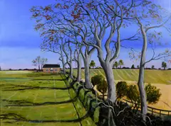 Kenlito, Cottage Trees, Bushmills, Oil on Board