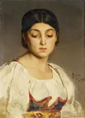 Ludwig Knaus, Porträt einer jungen Römerin, Öl auf Leinwand