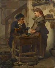 Antonio Rotta, Beim Schuster, Öl auf Leinwand