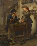 Antonio Rotta, Beim Schuster, Öl auf Leinwand