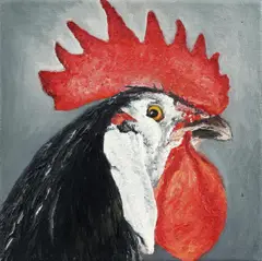 Hahn by Karin Kneffel, 1992, Öl auf Leinwand, sold Nov 2016