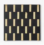 François Morellet, Eat-Art Objekt Kaugummi, 1971, Öl und Kaugummistreifen auf Leinwand