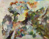 "launige Blumenschlacht" by Bernard Schultze, 1997, Öl auf Leinwand, sold Nov 2016