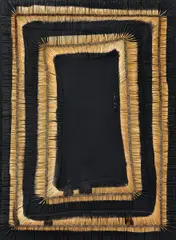 Tableau-feu by Bernard Aubertin, 1965, Angezündete Streichhölzer auf schwarz gestrichener Holzplatte, sold Nov 2016