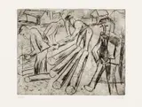 Karl Schmidt-Rottluff, Holzarbeiter, Kaltnadelradierung auf W BEDENK (Wasserzeichen)