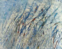 Jacques Germain, Composition en bleu, 1962, Öl auf Leinwand