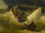Andreas Achenbach, Das Lotsenboot, 1880, Öl auf Leinwand