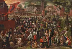 Marten Van Cleve, Kirmes von St. Bavo, Öl auf Kupfer