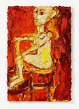 Bernd Schwarzer, "Dame (Gold-Rot-Schwarz)", 2015, Öl auf Leinwand