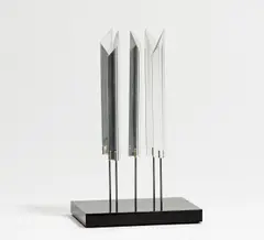 Auktion 404, Los 721 by Adolf Luther, 1984, Plexiglas und Stahl auf schwarz lackierter Holzplatte, sold Dec 2017