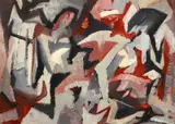 Bernard Schultze, Komposition in Grau/Rot