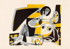 Eros II (Narziss) by HAP Grieshaber, 1954, Farbholzschnitt auf Velin, sold Jun 2017