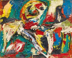 Hp (Hans Peter) Zimmer, Ohne Titel, 1961, Öl und Nagel, collagiert, auf Leinwand