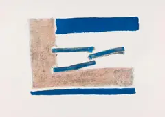 Georg Meistermann, Ohne Titel (Schwebend Blau), Farblithografie auf Büttenkarton
