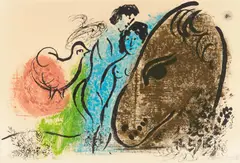 Le cheval brun by Marc Chagall, 1952, Farblithografie auf ARCHES (Wasserzeichen), sold Jun 2017